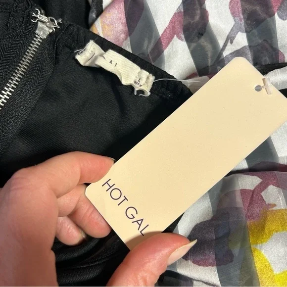 Pink White Black Strapless Party Dress Large - Picture 2 of 6